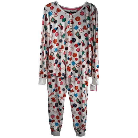 Kate Spade Pajama Set Joggers Womens Large Holiday Spirit Print Brushed Jersey - Picture 2 of 11